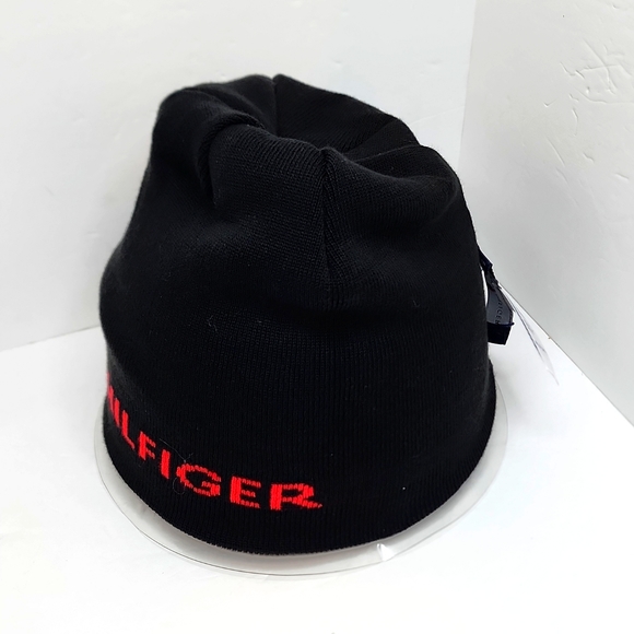 TOMMY HILFIGER HAT BEANIE , BLACK, UNISEX, REVERSIBLE - Picture 7 of 12